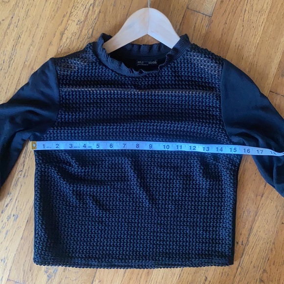 Zara W/B Collection Black Crop Mesh Top Size Small - Picture 4 of 5
